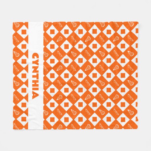 Oranje Lacrosse Argyle Pattern Fleece Deken (Voorkant (Horizontaal))