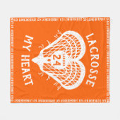 Oranje Lacrosse Mijn Heart Fleece Blanket Deken (Voorkant (Horizontaal))