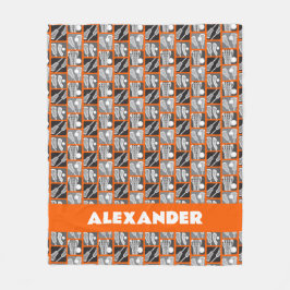 Oranje Lacrosse Stokken en Ballen Fleece Deken