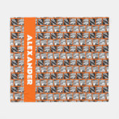 Oranje Lacrosse Stokken en Ballen Fleece Deken (Voorkant (Horizontaal))