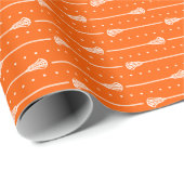 Oranje Lacrosse White Sticks gepatterd Cadeaupapier (Rol Hoek)