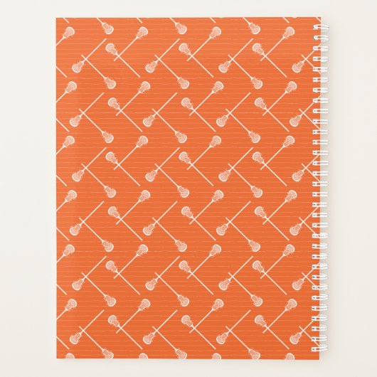 Oranje Lacrosse White Sticks gepatterd Planner (Achterkant)