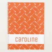 Oranje Lacrosse White Sticks gepatterd Planner (Voorkant)