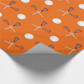 Oranje lacrossepatroon cadeaupapier (Hoek)