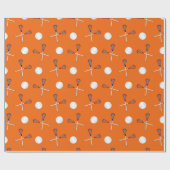 Oranje lacrossepatroon cadeaupapier (Vlak)
