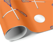 Oranje lacrossepatroon cadeaupapier (Rol Hoek)