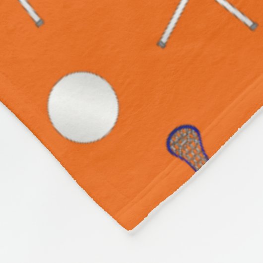 Oranje lacrossepatroon fleece deken (Hoek)