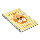 Oranje Lady Cat Striped Notitieboek (Rechterzijde)