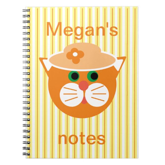Oranje Lady Cat Striped Notitieboek (Voorkant)