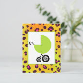 Oranje lakspafdruk en groen Baby shower Kaart (Staand voorkant)