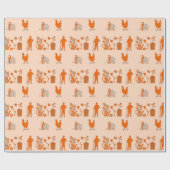 Oranje landbouw decoratief patroon cadeaupapier (Vlak)