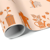 Oranje landbouw decoratief patroon cadeaupapier (Rol Hoek)