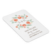 Oranje landelijk bloemmonogram Opslaan datum Magneet (Rechterzijde)