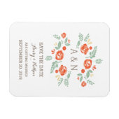 Oranje landelijk bloemmonogram Opslaan datum Magneet (Horizontaal)