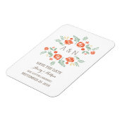 Oranje landelijk bloemmonogram Opslaan datum Magneet (Linkerzijde)