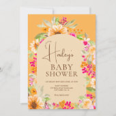 Oranje landelijke bloemschildering Baby shower Kaart (Voorkant)