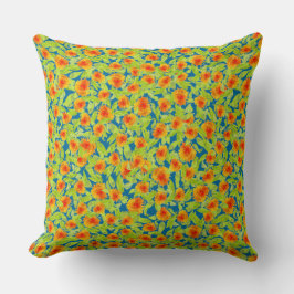 Oranje landmarkeringen op blauw en groen Kussen