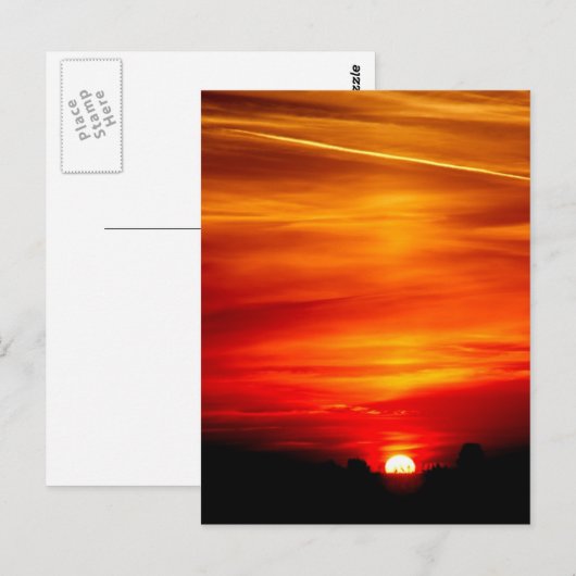 Oranje landschap aan de zon briefkaart (Voorkant / Achterkant)