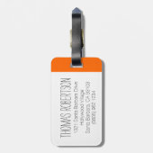 Oranje langeafstandspassagier meer slaapliedbagage bagagelabel (Achterkant verticaal)