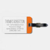 Oranje langeafstandspassagier meer slaapliedbagage bagagelabel (Achterkant horizontaal)