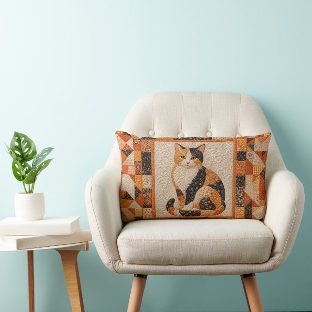 Oranje Lapjeskat Quilt Kussen (Stoel)