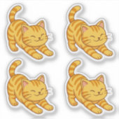 Oranje Lapjeskat Rekken Set van 4 Sticker (Voorkant)