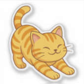 Oranje Lapjeskat Strekkend Sticker (Voorkant)