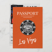 Oranje Las Vegas Passport Bewaar de datum Save The Date (Voorkant / Achterkant)