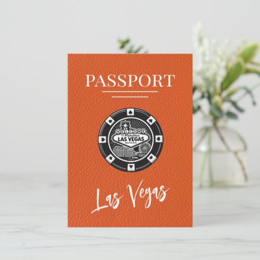 Oranje Las Vegas Passport Bewaar de datum Save The Date (Staand voorkant)