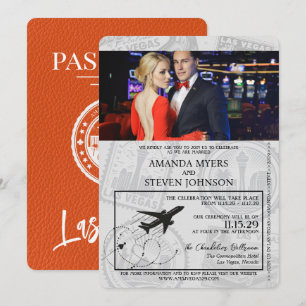 Oranje Las Vegas Passport Wedding Kaart