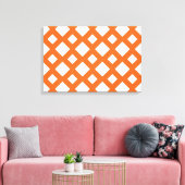 Oranje Lattice on White Canvas Afdruk (Insitu (Woonkamer))