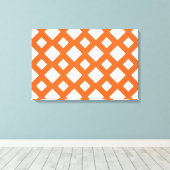 Oranje Lattice on White Canvas Afdruk (Insitu (Houten vloer))