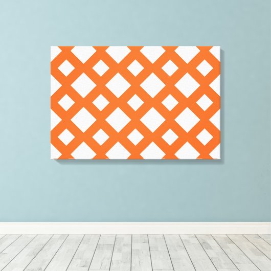 Oranje Lattice on White Canvas Afdruk (Insitu (Houten vloer))