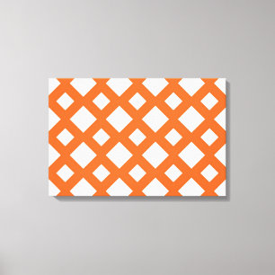 Oranje Lattice on White Canvas Afdruk