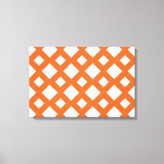 Oranje Lattice on White Canvas Afdruk (Voorkant)