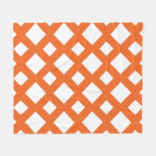 Oranje Lattice on White Fleece Deken (Voorkant (Horizontaal))