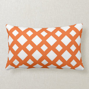 Oranje Lattice on White Kussen