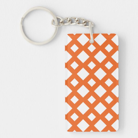 Oranje Lattice on White Sleutelhanger (Voorkant)