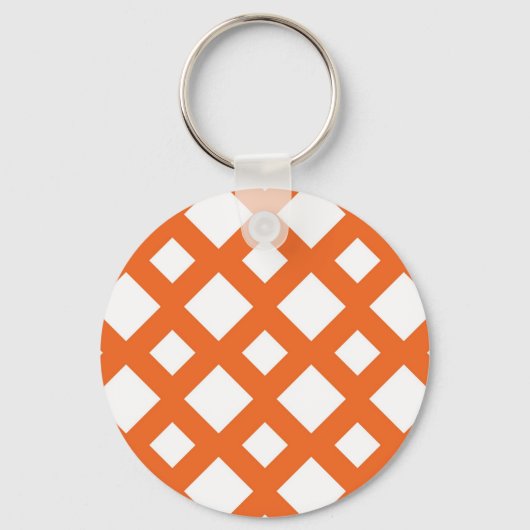 Oranje Lattice on White Sleutelhanger (Voorkant)