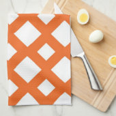 Oranje Lattice on White Theedoek (Quarter Fold)