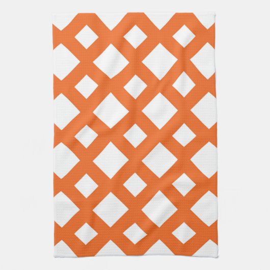 Oranje Lattice on White Theedoek (Verticaal)
