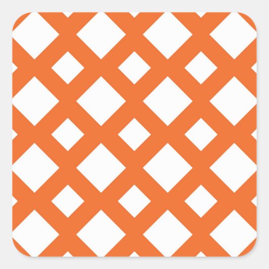 Oranje Lattice on White Vierkante Sticker (Voorkant)