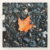 Oranje leder glazen onderzetter (Voorkant)