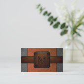 Oranje leder Kijk bruin Monogram Visitekaartje (Staand voorkant)