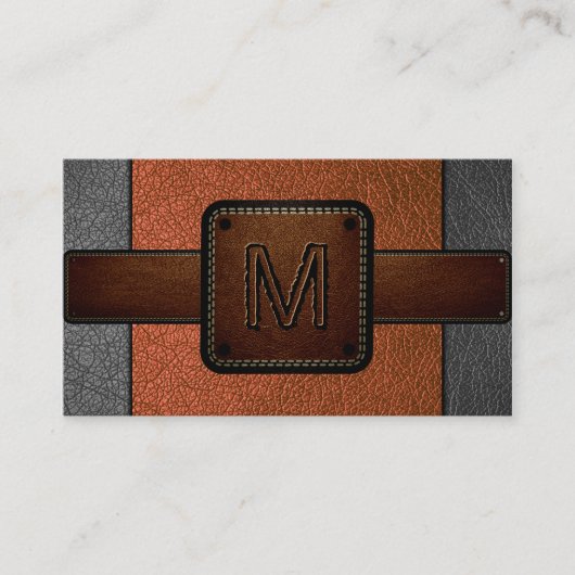 Oranje leder Kijk bruin Monogram Visitekaartje (Voorkant)