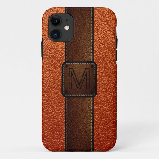 Oranje leder ziet er bruin label uit Case-Mate iPhone case (Achterkant)