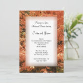 Oranje lederen feest van de bruiloft kaart (Staand voorkant)