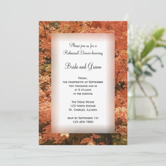 Oranje lederen feest van de bruiloft kaart (Staand voorkant)