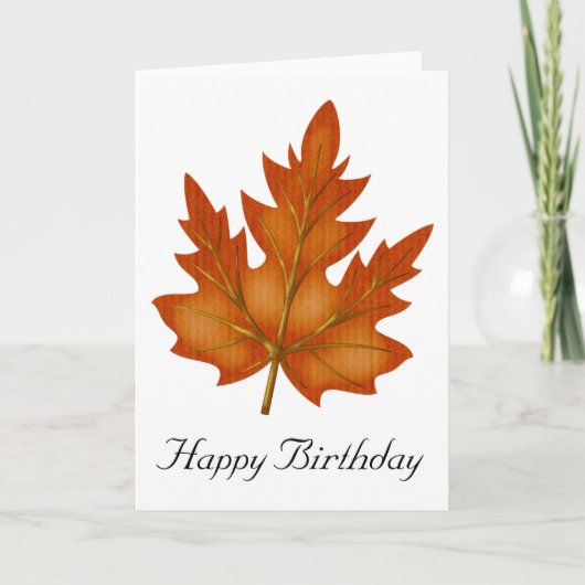 Oranje lederen Herfst Seizoen Happy Birthday Kaart (Voorkant)