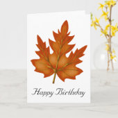 Oranje lederen Herfst Seizoen Happy Birthday Kaart (Gele Bloem)